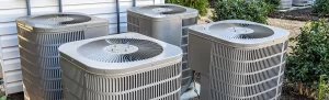 Outdoor residential AC units installed for energy-efficient cooling in Las Vegas homes.