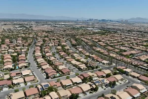 Aerial view of residential neighborhoods in Las Vegas, Nevada.